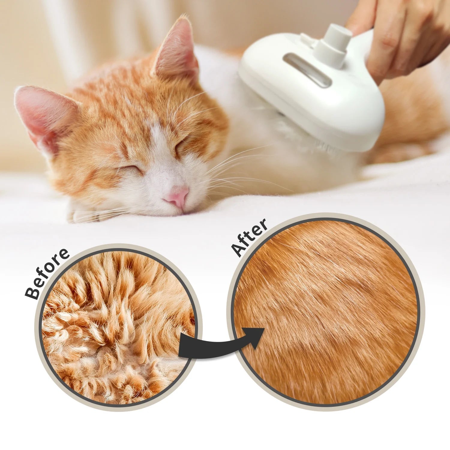 Professional Rechargeable Auto Misting Cat Grooming Brush with Self-Cleaning Mechanism for All Fur Types - Efficiently Reduces Static and Removes Loose Hair