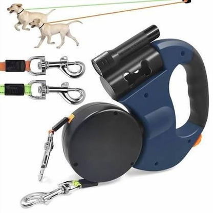 2-in-1 Tangle-Free Dog Leash with Touch Light &amp; Poop Bag Dispenser